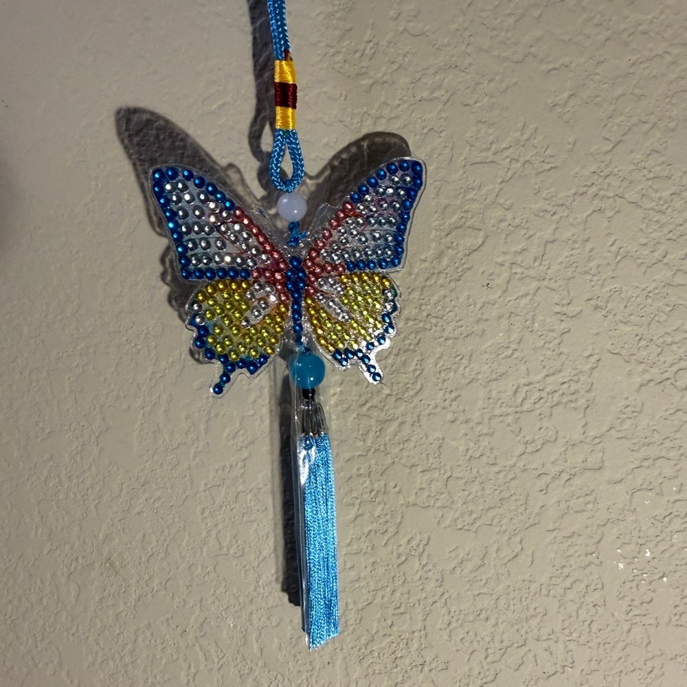 Multi Beaded Butterfly Hanging Ornament/Car Tassel/Wind Chime - Picture 9 of 12
